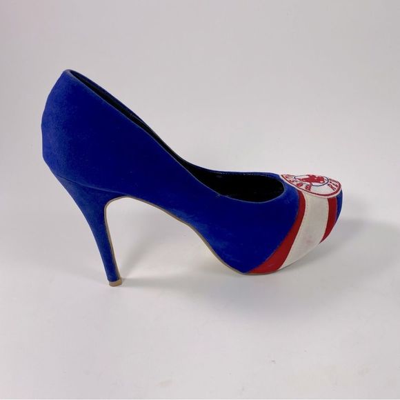 HerStar Boston Red Sox Suede High Heels Color Blue/Red/White SZ 7 - Picture 5 of 9